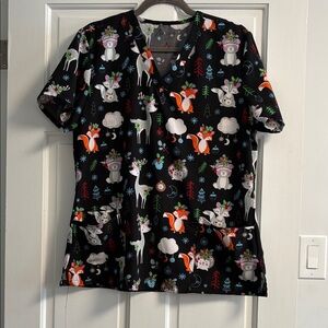 Festive Black Women's Top with Animal Print